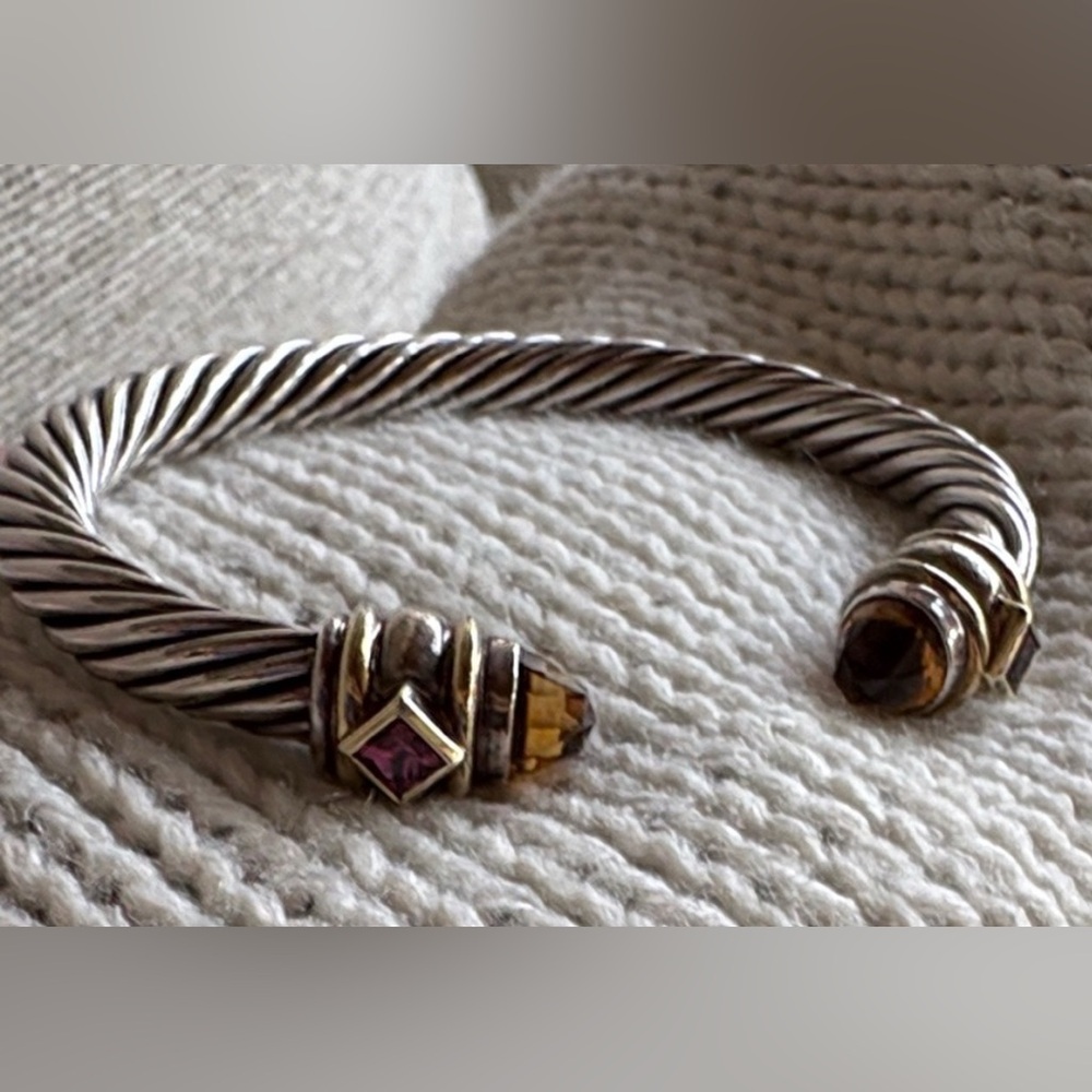 David Yurman Renaissance SS & 14kt Gold Bracelet, Gemstone Accents - Picture 5 of 10